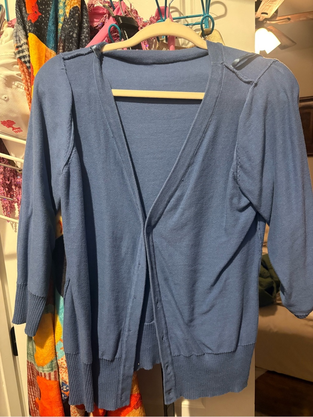 AB Studio Women's Dusty Blue V-Neck Cardigan